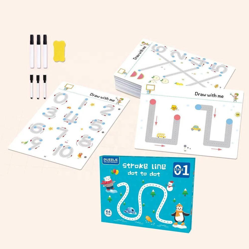 Stroke Line Dot To Dot Level 1 Magical Tracing 64 Pages Work Book Kids Learning Book