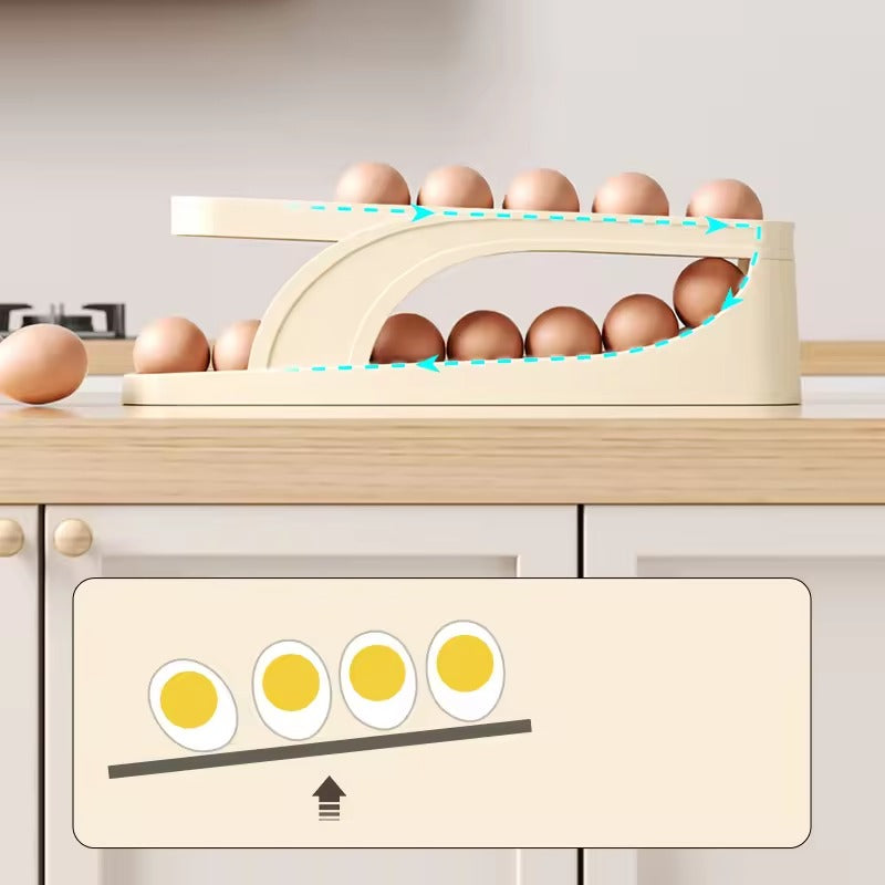 Double Layer Counter Top Automatic Egg Roller Rack Tray Storage Box