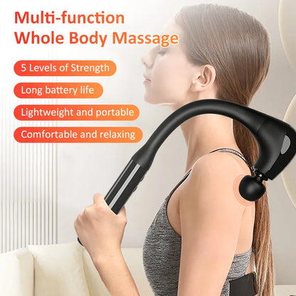 Portable Curved Hook Shape Fascial Gun Massager High Frequency Vibration Deep Body Massager