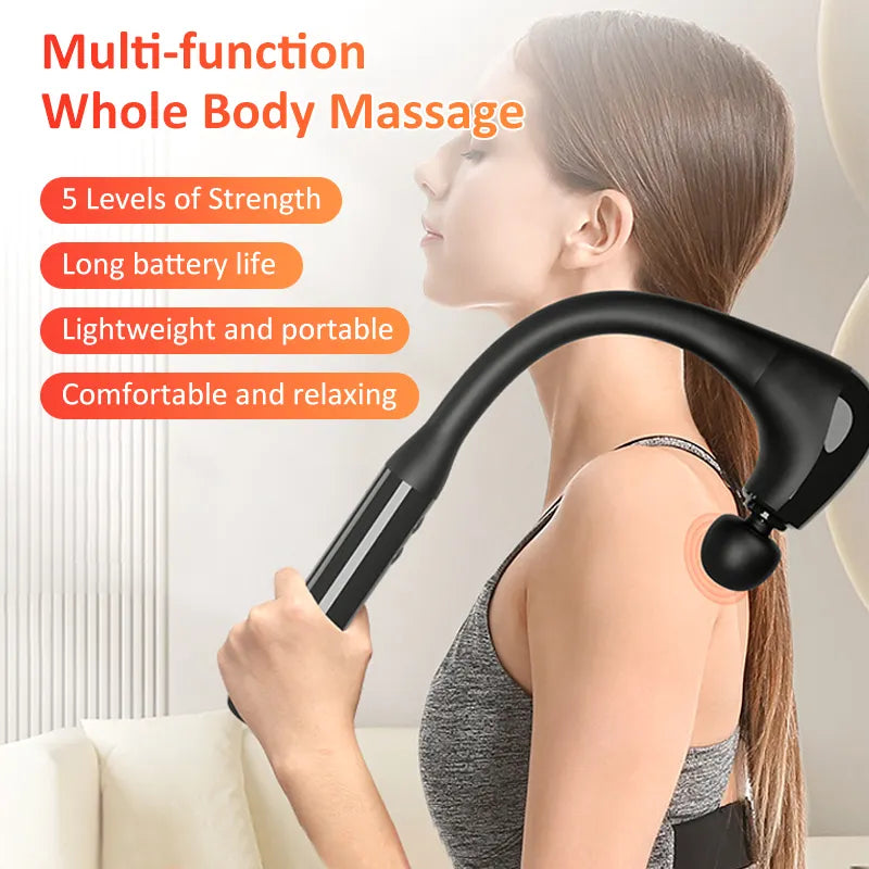 Portable Curved Hook Shape Fascial Gun Massager High Frequency Vibration Deep Body Massager