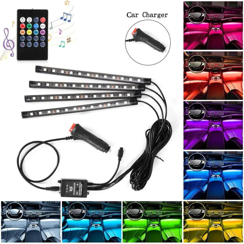 USB 48 RGB Led Light Strip With Music Remote Control For Car Or Home Decor