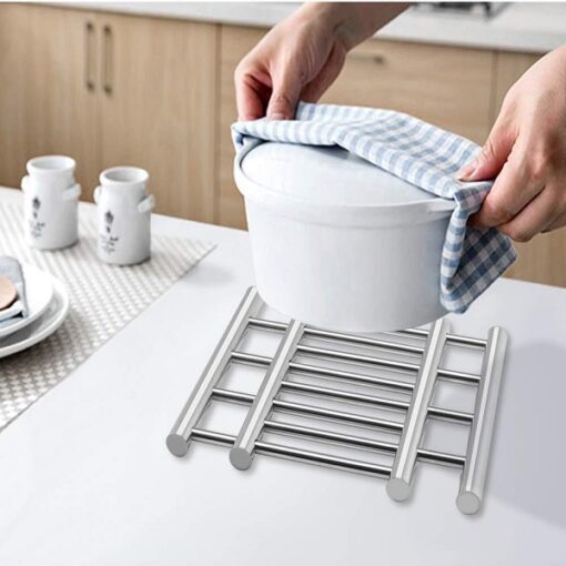 Stainless Steel Expandable Hot Pot Rack Stand for Kitchen Dinning Table