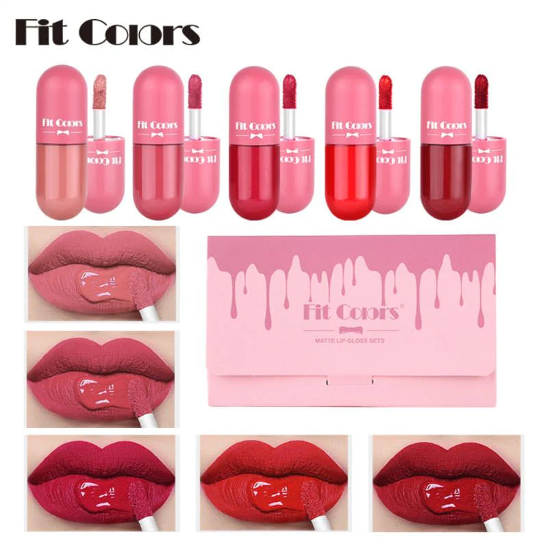 Fit Colors Matte Lip Gloss 5 Pcs box