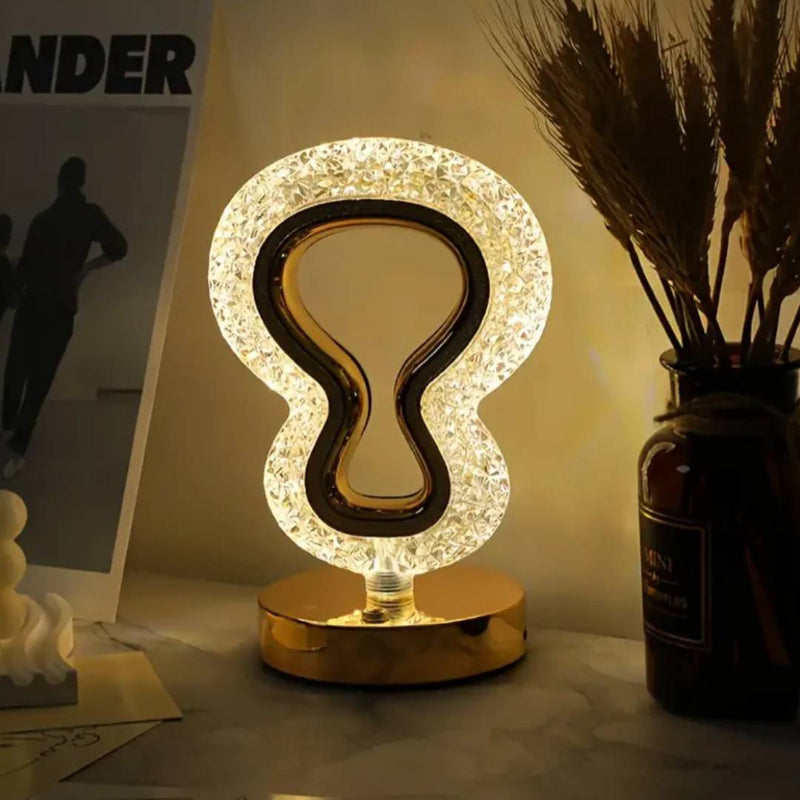 Halogen Decorated Crystal Table Lamp Acrylic Border Bedside Night Light Elegant Nightstand Lamp