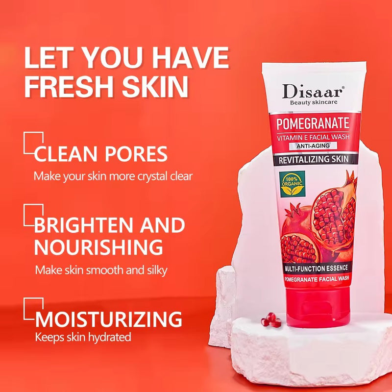 Disaar Pomegranate Vitamin E Deep Clean and Clear Face Wash Nourishing Moisturizing Whitening Facial Wash