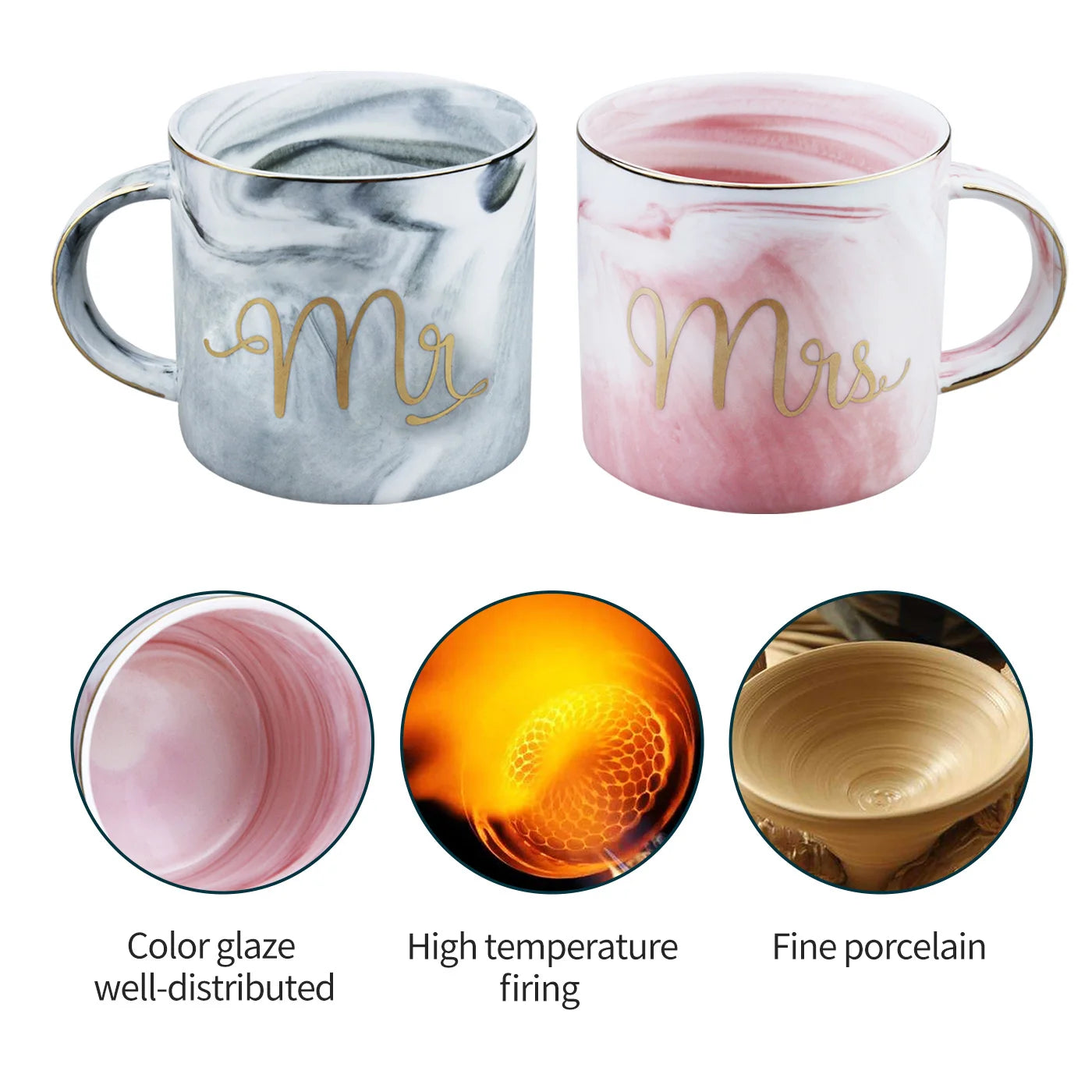 Mr And Mrs Marble Coffee Mug Set Wedding Gifts For Couples