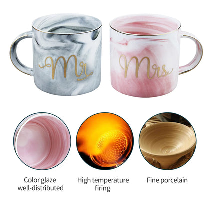 Mr And Mrs Marble Coffee Mug Set Wedding Gifts For Couples