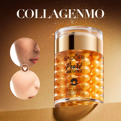 24k Sadoer  Gold-Pearl Collagen Face Cream Moisturizing Brightening Hydrating Firming Faci