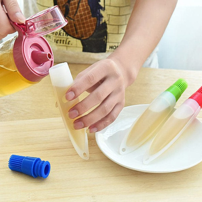 Oil Bottle With Brush Food Grade Silicone Cooking Oil BBQ Brushes