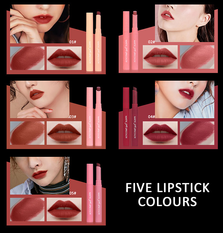 HengFang Matte Lips Color Lipsticks Set of 5