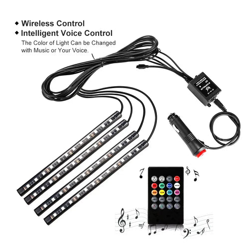 USB 48 RGB Led Light Strip With Music Remote Control For Car Or Home Decor