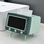 2in1 Creative Retro TV Tissue Box Organizer With Phone Stand