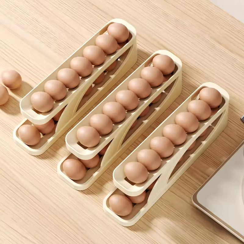 Double Layer Counter Top Automatic Egg Roller Rack Tray Storage Box