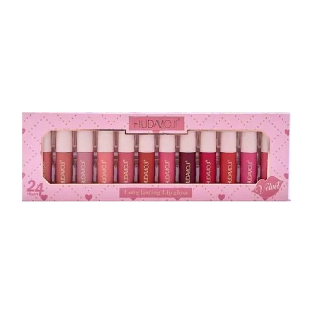 Hudamoji Mini Matte Velvet Long Lasting Lip Gloss 12Pcs Set