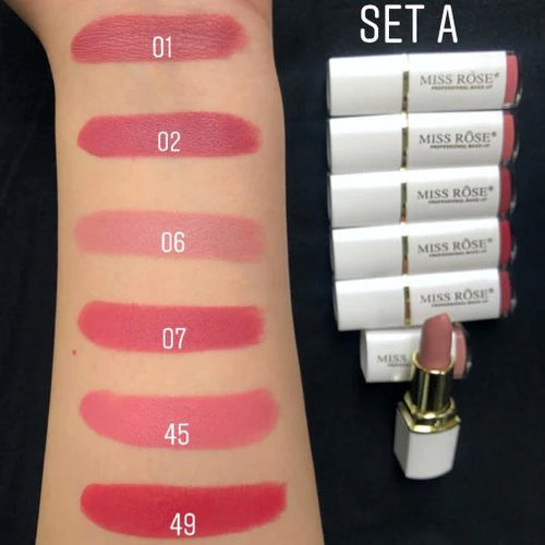 Miss Rose Set of 6 Matte Waterproof Lipsticks