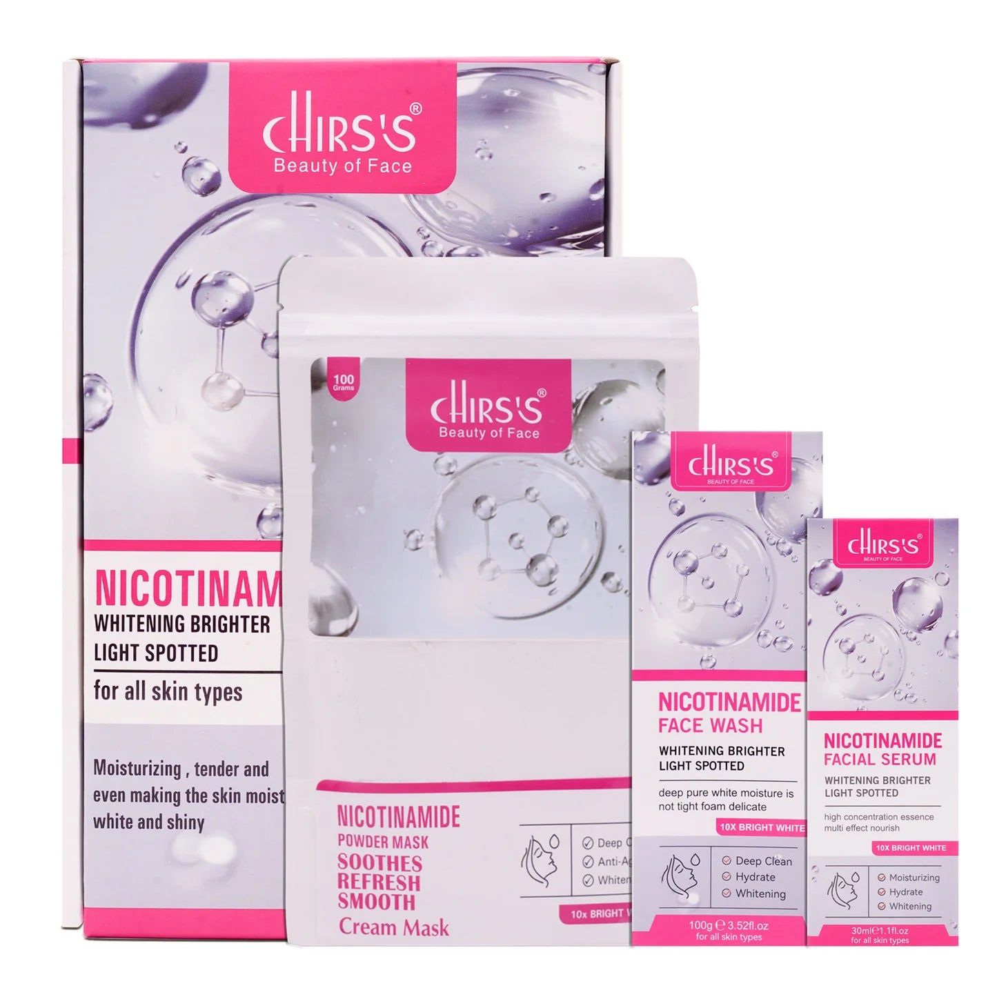 CHIRS'S Nicotinamide Whitening Brighter 3 In 1 kit For All Skin Types