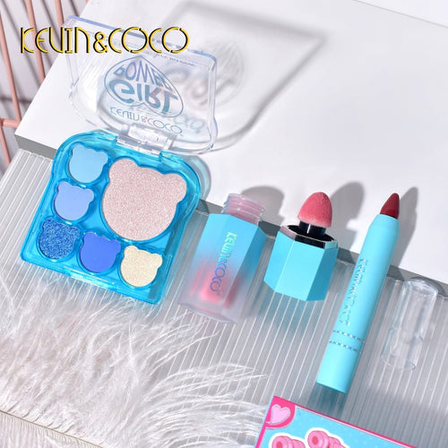 KEVIN & COCO 9-Color Blue Bear Makeup Kit