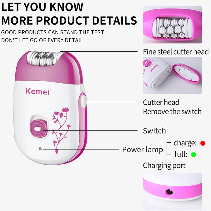 Kemei 6203 Rechargeable Powerful Electric Epilator Hair Removal Machine