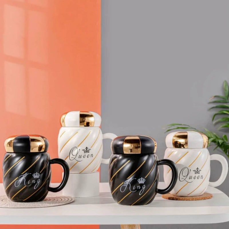 King Queen Luxury Marble Ceramic Couple Coffee Mug