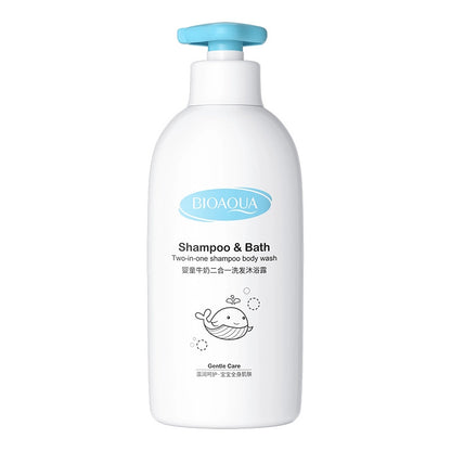 BIOAQUA Baby Milk Extract 2 in 1 Shampoo Body Wash Botanical Extracts Soft Smooth Moisturizing Shower Gel 500ml
