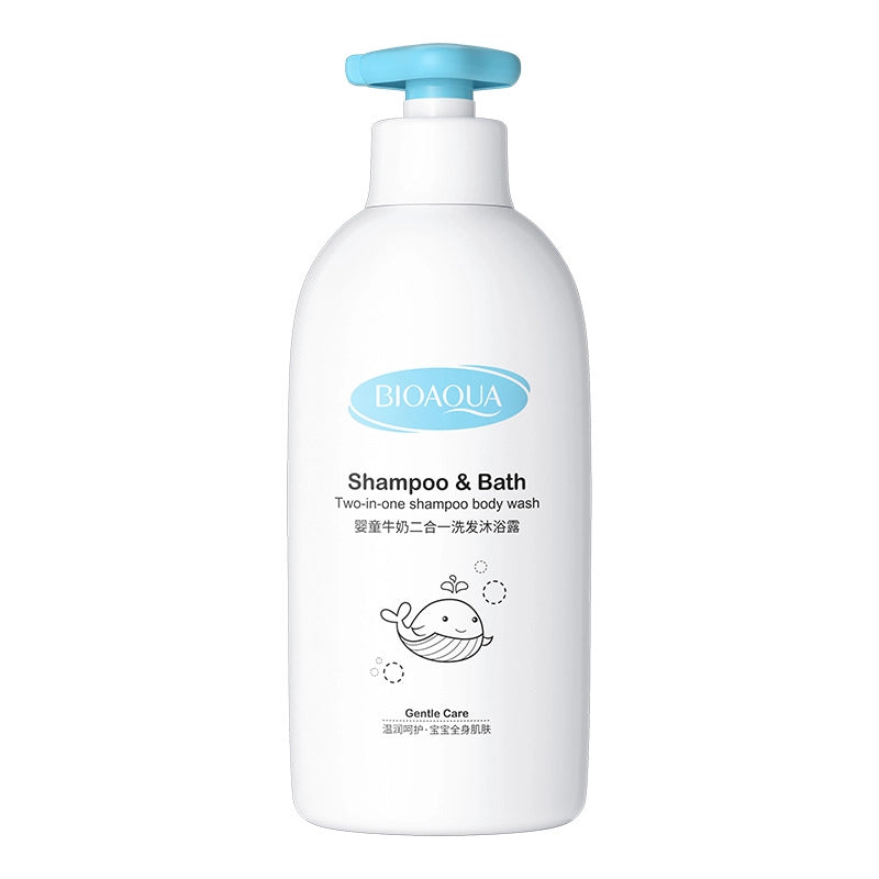 BIOAQUA Baby Milk Extract 2 in 1 Shampoo Body Wash Botanical Extracts Soft Smooth Moisturizing Shower Gel 500ml