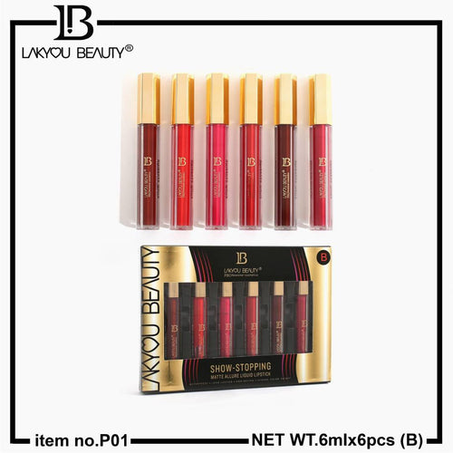 Lakyou Beauty Show Stopping Matte Allure Liquid Lipstick Waterproof Long Lasting Non Drying 6Pcs Set