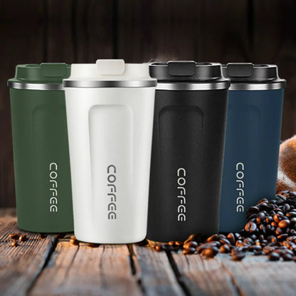 Double Stainless Steel Coffee Cup Vacuum Flask Leak-Proof Non-Slip Office Coffee Mug Car Travel Thermal Cup