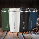 Double Stainless Steel Coffee Cup Vacuum Flask Leak-Proof Non-Slip Office Coffee Mug Car Travel Thermal Cup