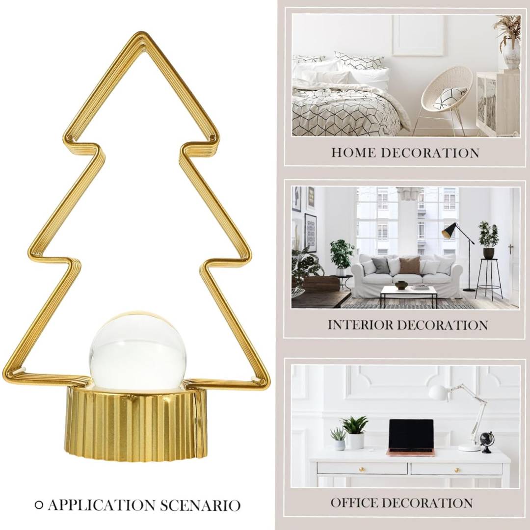 Luxury Christmas Tree Shape Metal Ornament With Crystal Ball Unique Design For Table Decor