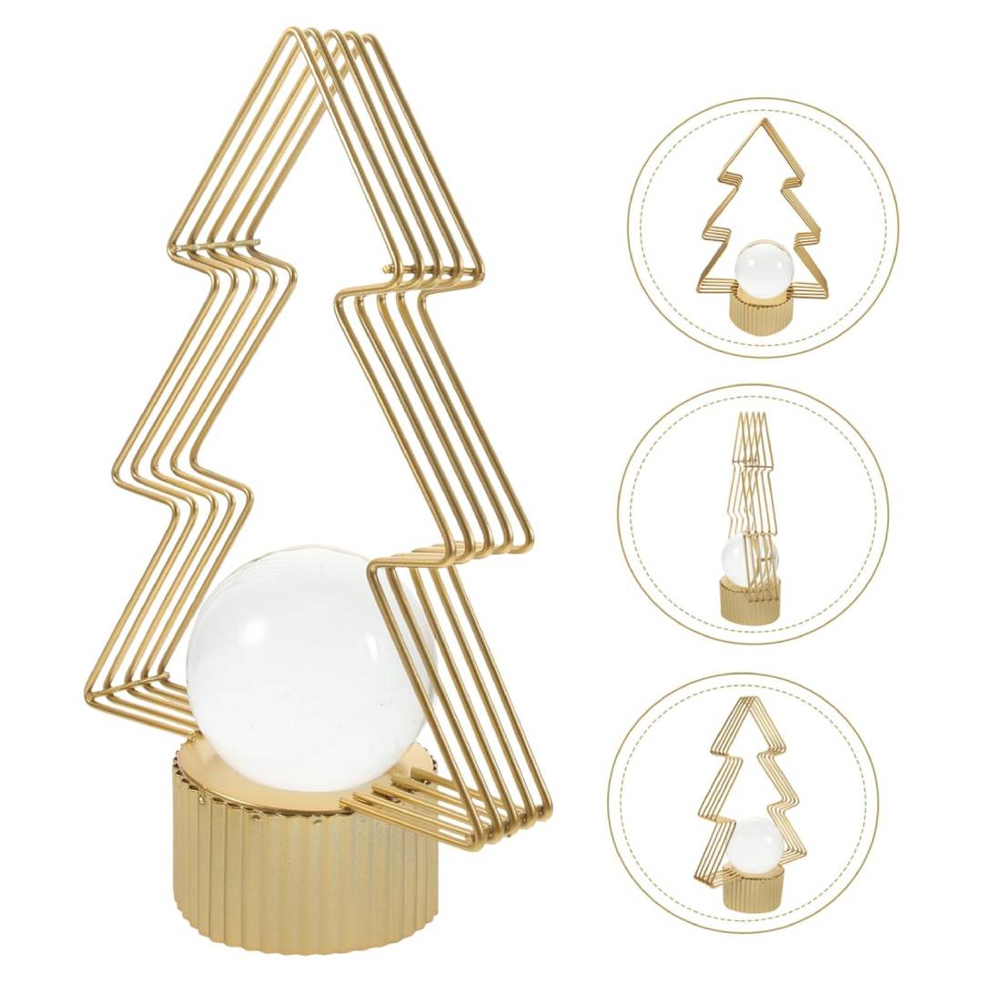 Luxury Christmas Tree Shape Metal Ornament With Crystal Ball Unique Design For Table Decor