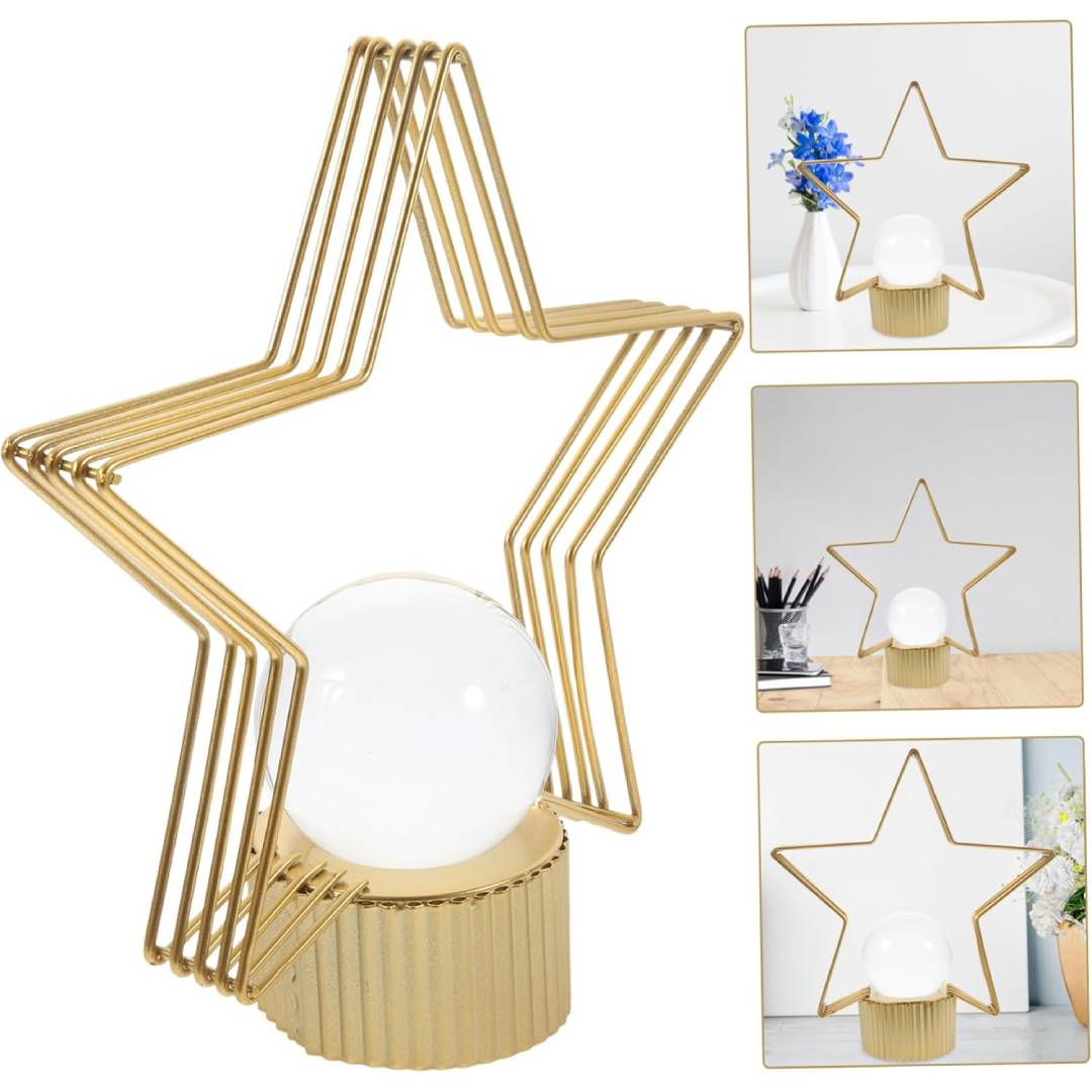 Luxury Star Shape Metal Ornament With Crystal Ball Unique Design For Table Decor