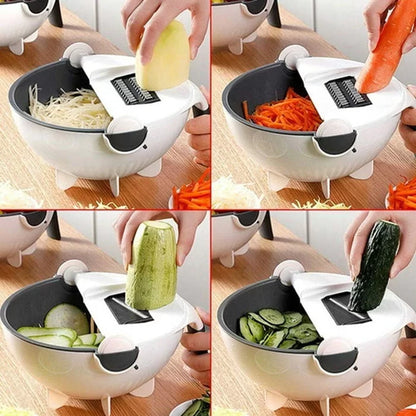 Multifunctional 9in1 Vegetable Cutter With Drain Basket