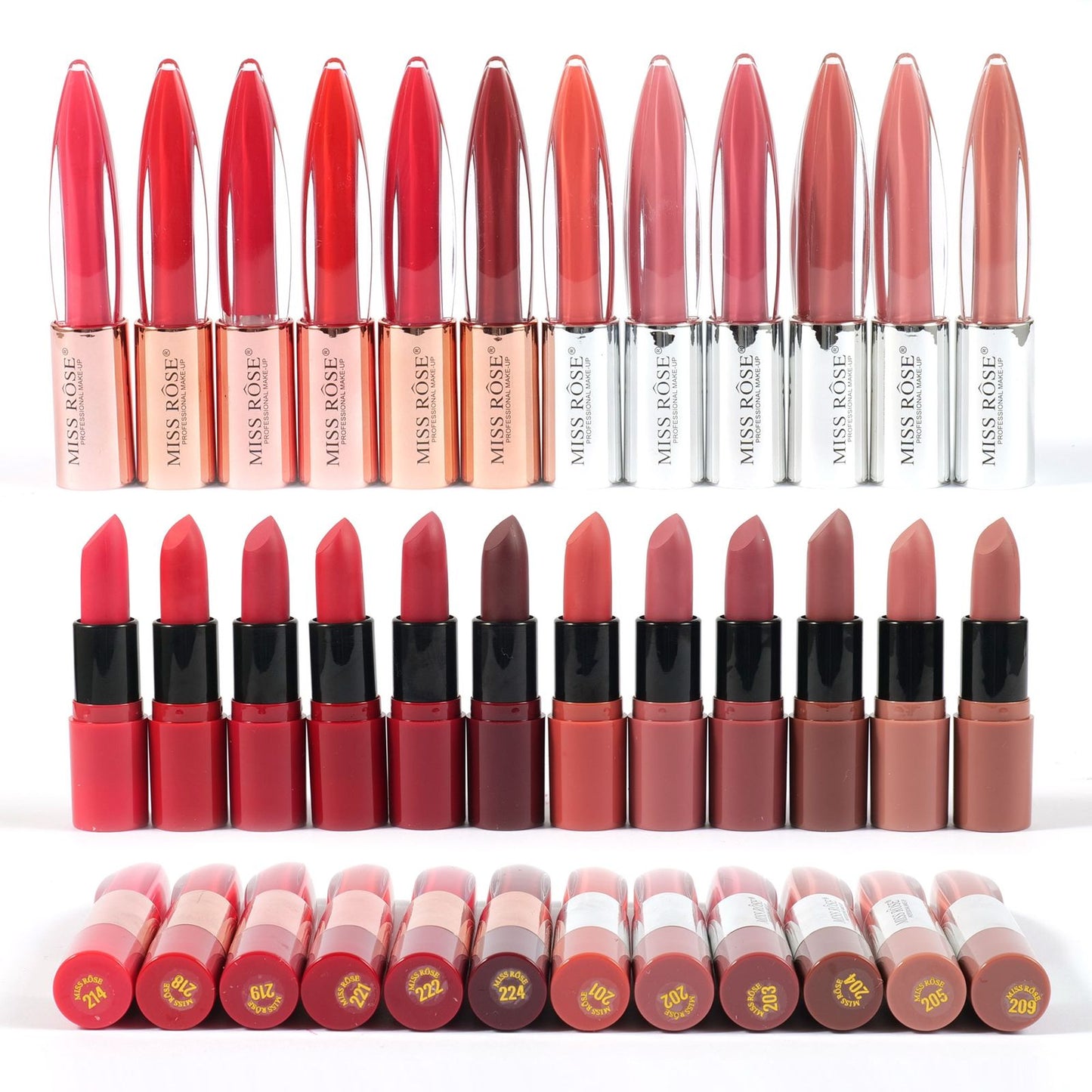 Miss Rose Dual-Ended 2in1 Matte Lipstick And Lipgloss 12Pcs Set