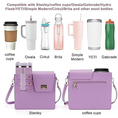 Stanley Tumbler Leather Carry Cross Body Bag With Storage Pocket