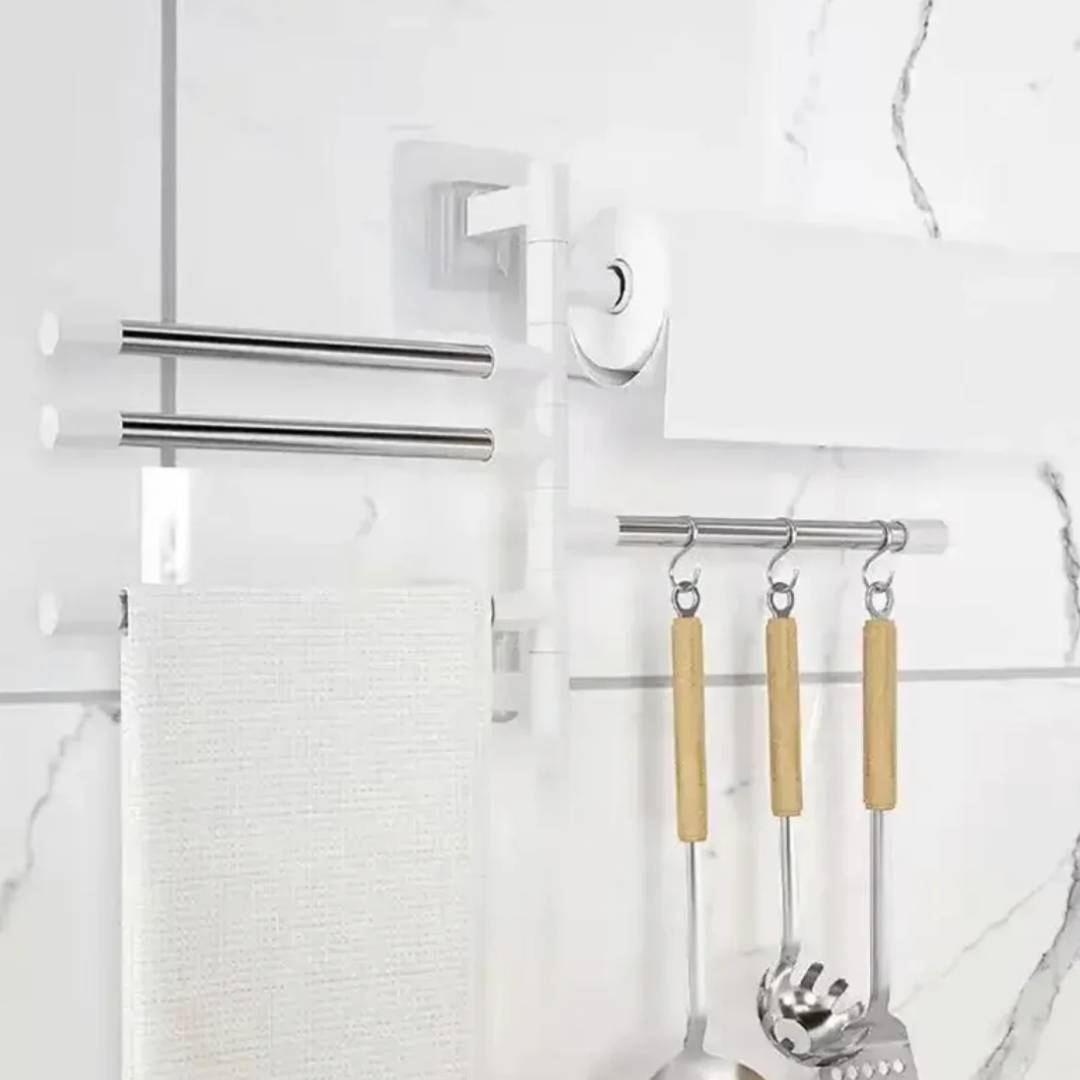 Multi Layer Hanging Folding Towel Rack Wall Hanging Rotary Towel Rack Aluminum Swing Arms Towel Rack