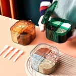 Multifunctional Acrylic 4 Grid Spice Storage Spice Seasoning Container With Lid And Handle