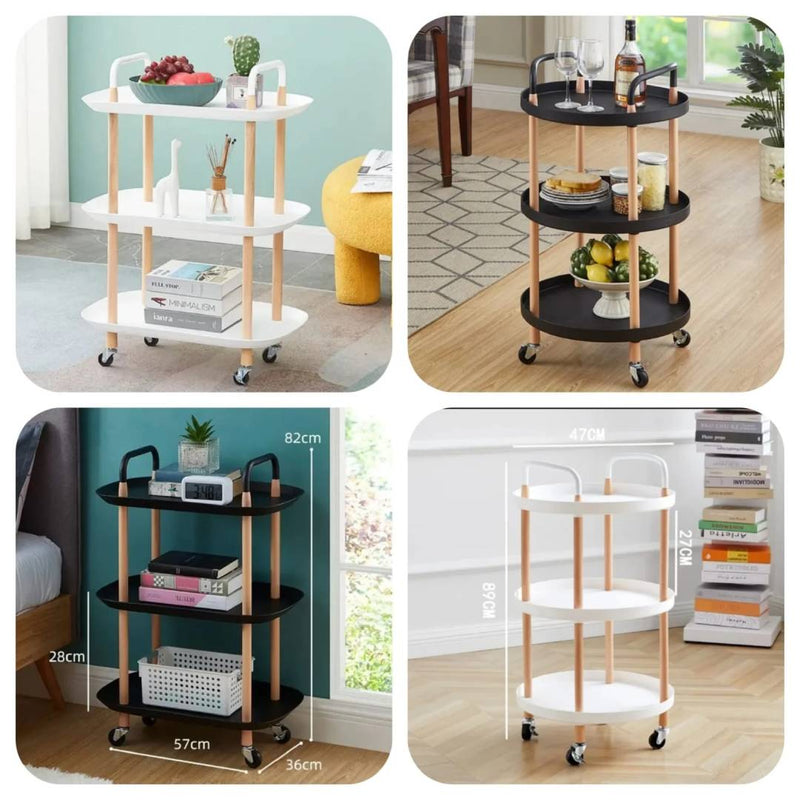 Multifunctional Creative 3 Layer Storage Cart Rack For Kitchen Food Serving Trolley