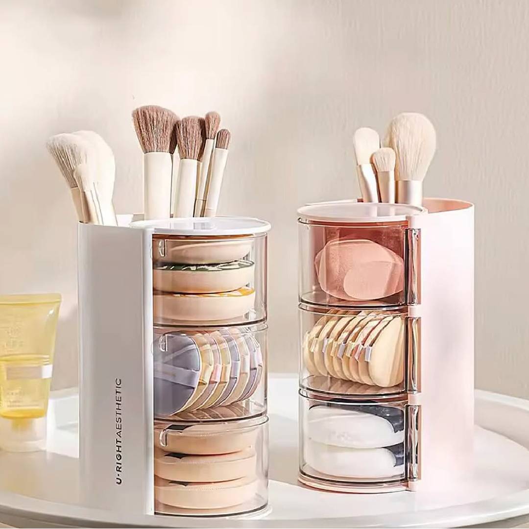 Multifunctional 2in1 Multi Layer Rotating Cosmetic Storage Box Makeup Organizer