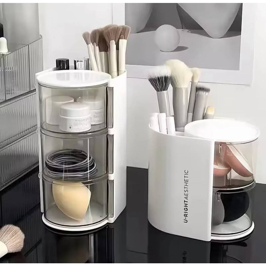 Multifunctional 2in1 Multi Layer Rotating Cosmetic Storage Box Makeup Organizer