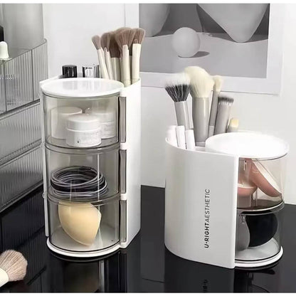 Multifunctional 2in1 Multi Layer Rotating Cosmetic Storage Box Makeup Organizer