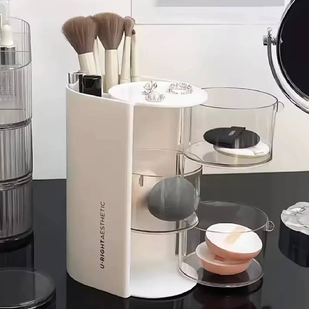 Multifunctional 2in1 Multi Layer Rotating Cosmetic Storage Box Makeup Organizer