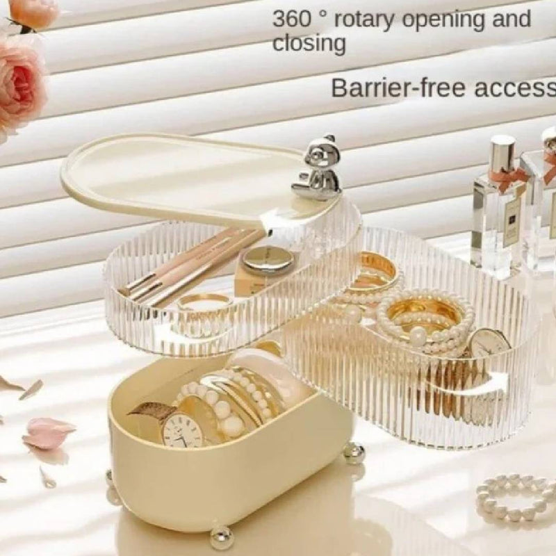 Multilayer Transparent Dustproof Luxury Makeup Organizer Rotating Cosmetic Storage Box Jewellery Box