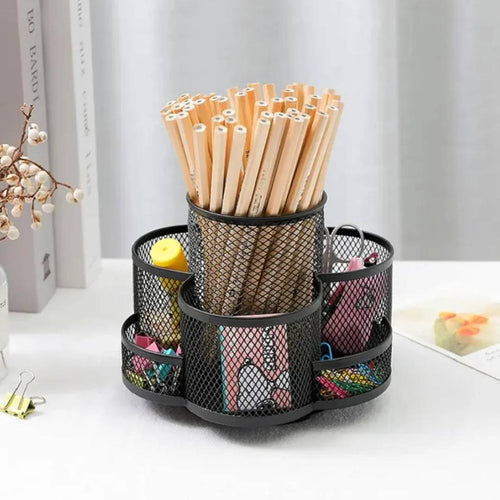 Multipurpose 360 Degree Rotating Pen Holder Desktop Organizer Mesh Desk Box Pencil Case