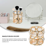 Multipurpose Round Shape Crystal And Gold Nug Pen Makeup Brush Holder