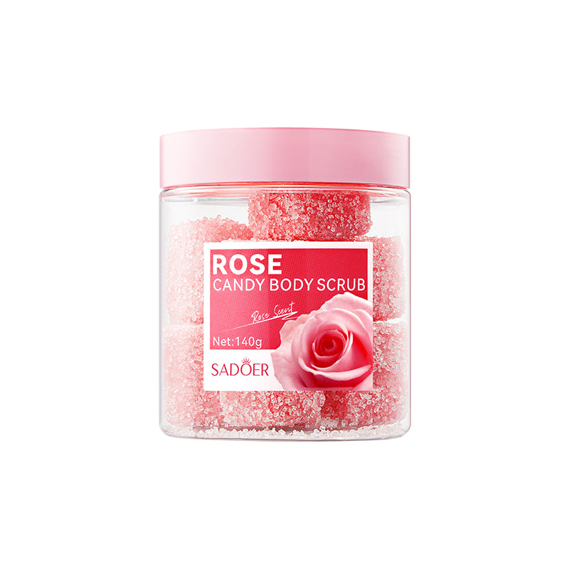 SADOER Rose Candy Body Scrub Texture Exfoliates Leaves Skin Smooth Clear 140g