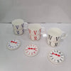 Porcelain Roman Numerals Espresso Size Cup With Clock Lid Each