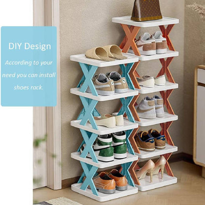 Foldable X Shape Plastic Shoe Rack