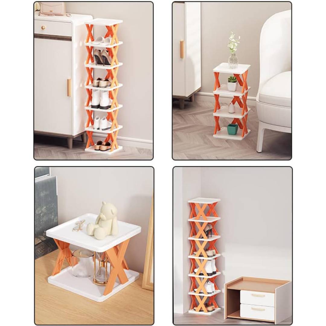 Foldable X Shape Plastic Shoe Rack