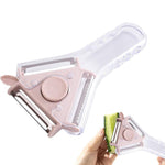 3 In 1 Multipurpose Handheld Stainless Steel Vegetable And Fruit Peeler With 3 Rotary Detachable Sharp Blades