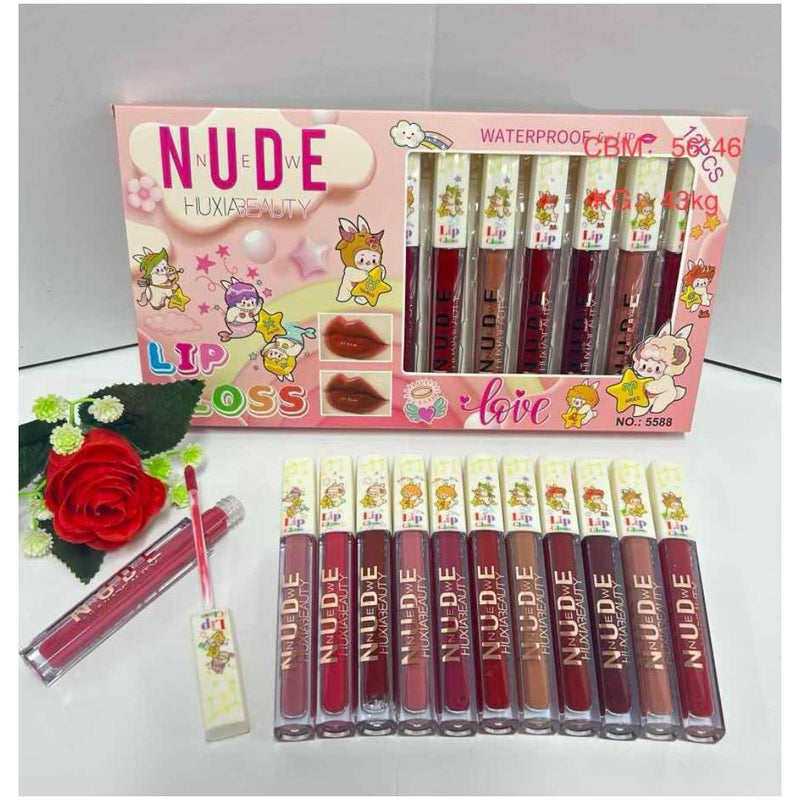 Huxia Beauty Love New Nude Waterproof Lip Gloss 12Pcs Set